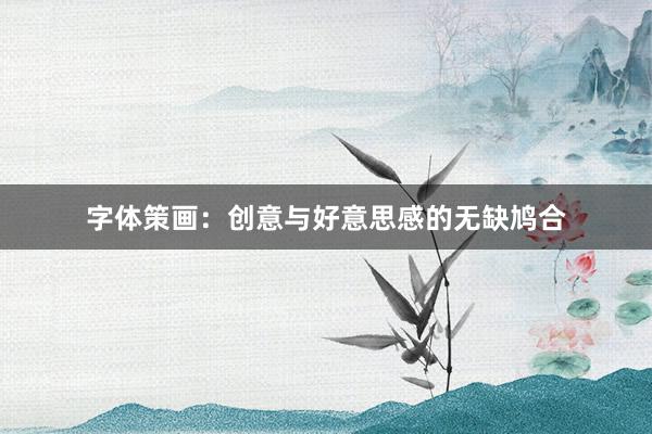 字体策画：创意与好意思感的无缺鸠合